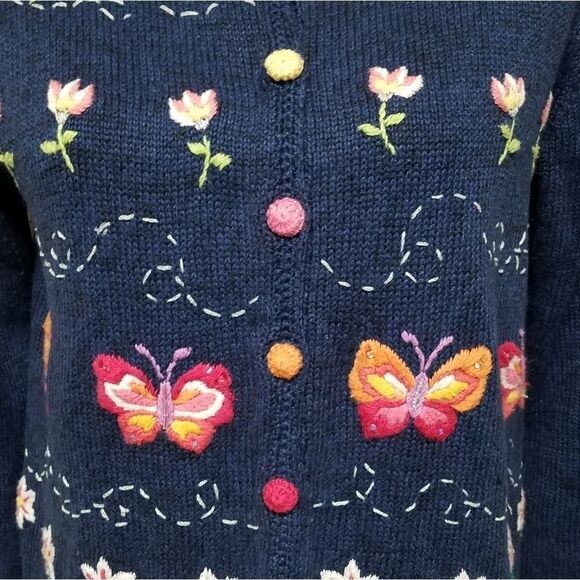 Vintage Y2K tiara blue knit butterfly cardigan - Picture 9 of 15